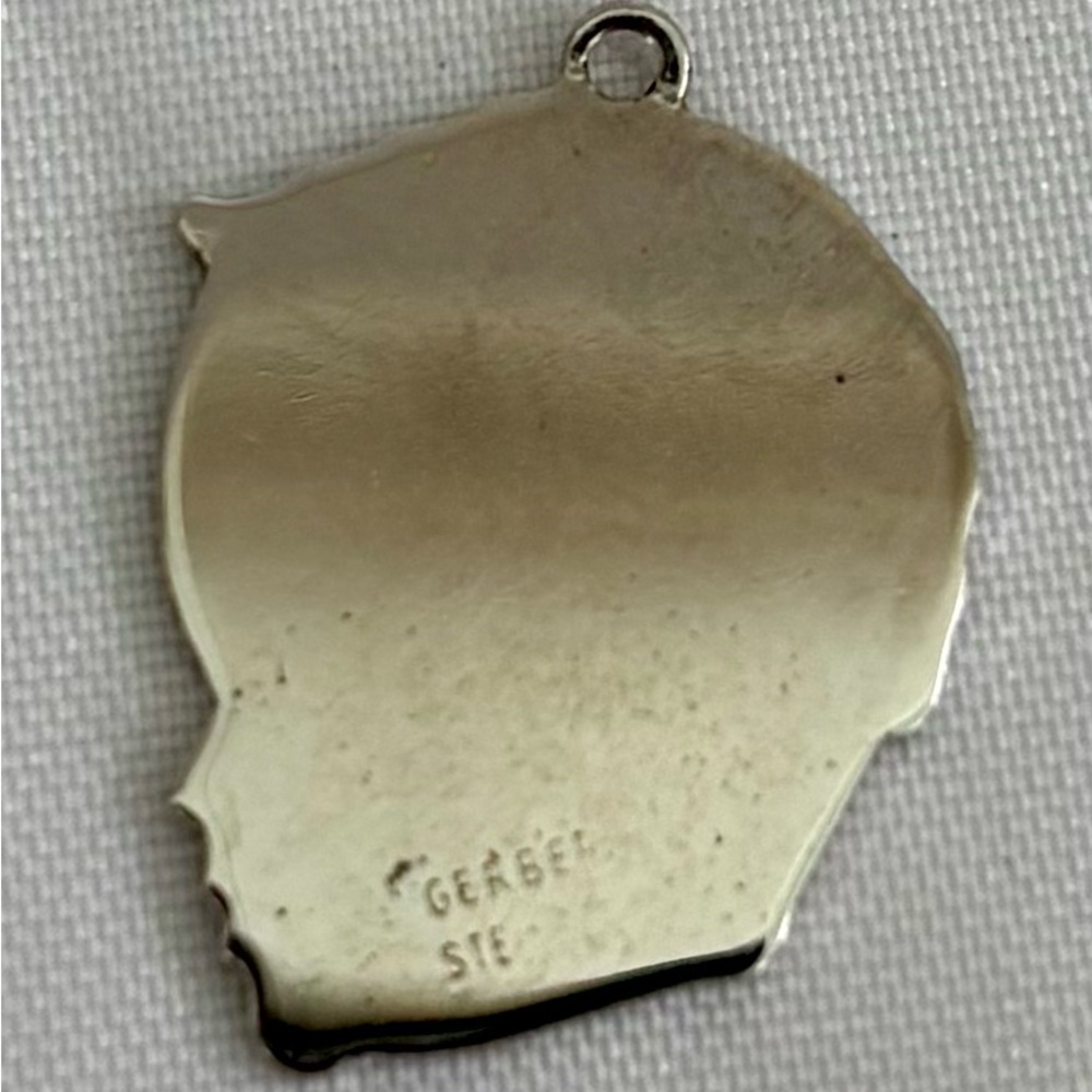 Vtg 1957 Gerber Sterling Silver Boy Charm Silhouette Face Head *has engraving!